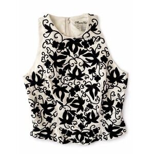 Marie St Claire Women's Crop Sleeveless Black Velvet Overlay Lined Formal Top 8